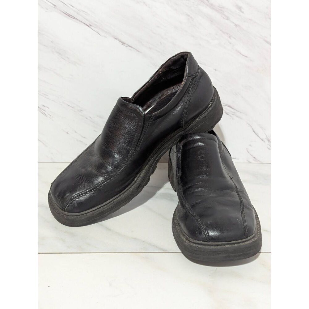 Aldo Men's Black Solid Slip On Square Toe Leather Loafer Size 41